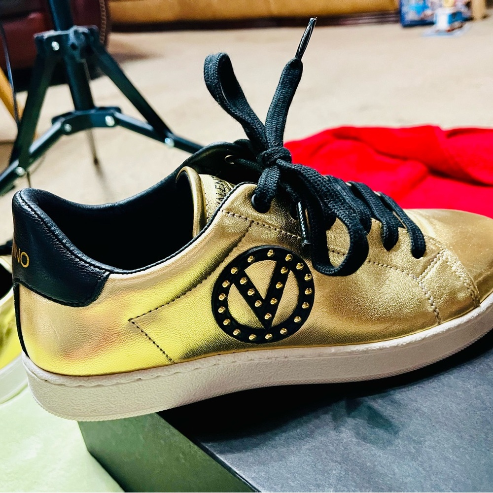 Valentino Gold and Black Sneakers with Metallic Finish - Picture 5 of 16